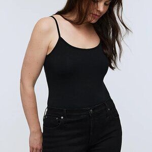 Madewell Spaghetti Strap Tank Top Fitted Thong Bodysuit Black Size S NWT